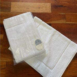 Set of two Threshold Spa Plush White Bath Mat 21”x34”